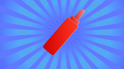 ketchup on blue, striped retro background, vector illustration. red ketchup, fast food seasoning. retro image of ketchup, seasoning for restaurant and food