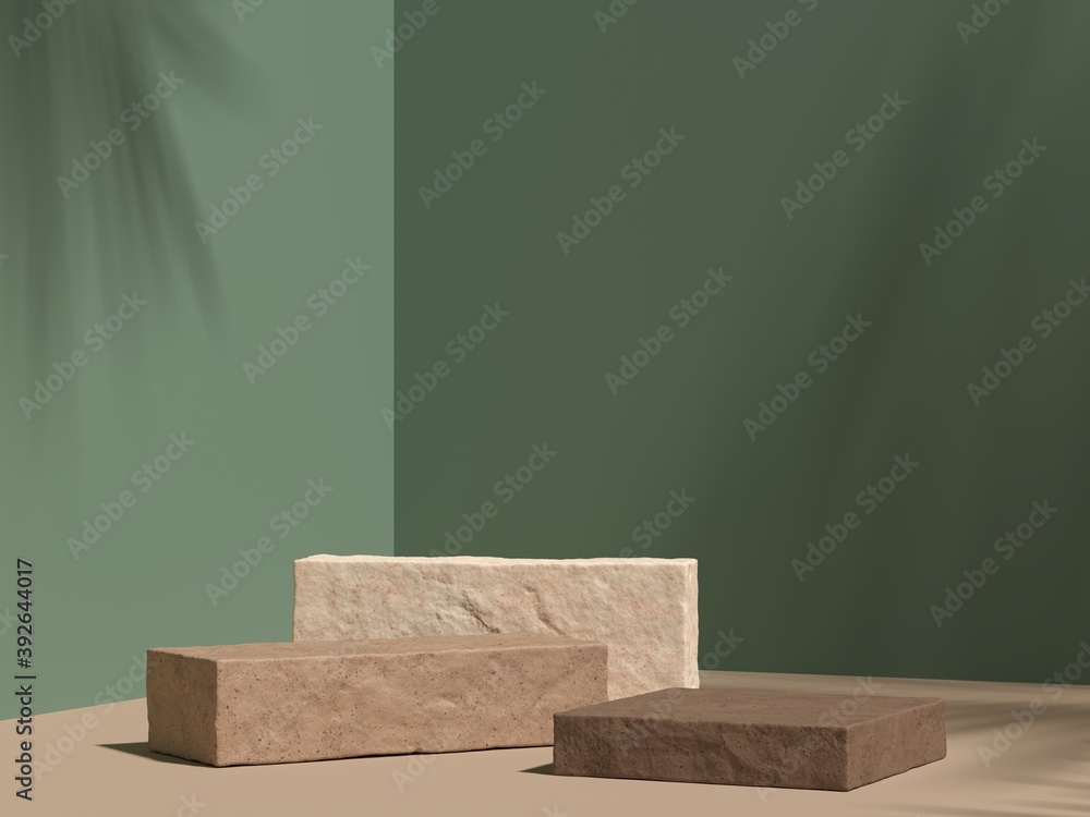 Poster abstract background, mock up scene with podium geometry shape for product display. 3d rendering