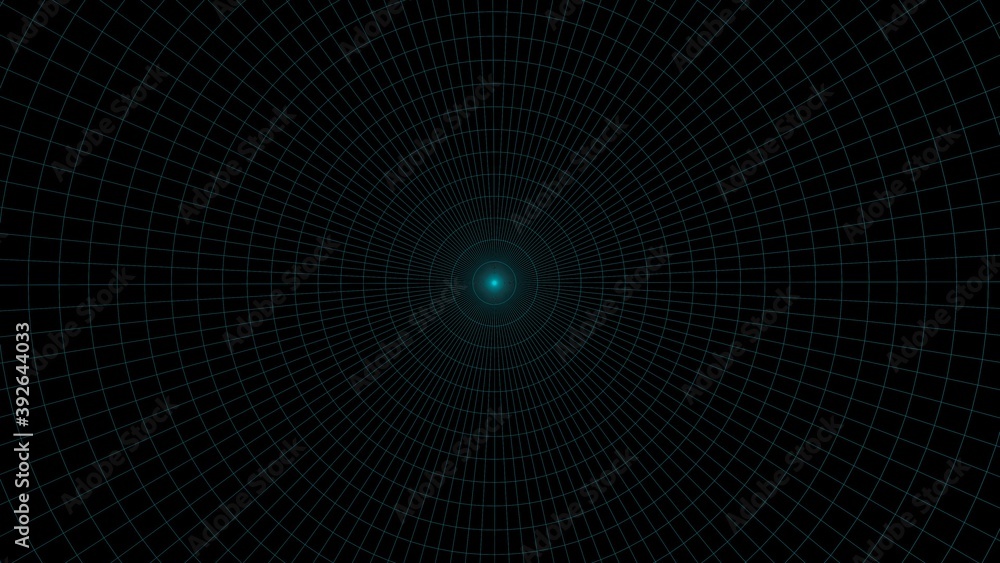 Poster circular grid on a black background. globe. 3d rendering.