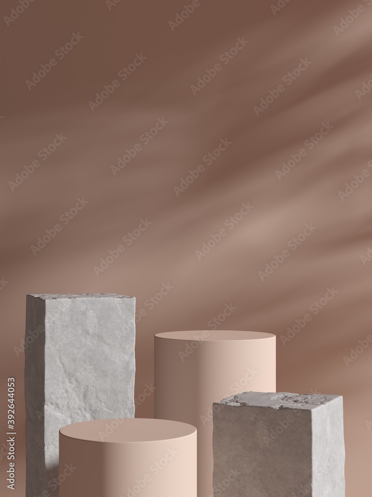 Poster abstract background, mock up scene with podium geometry shape for product display. 3d rendering