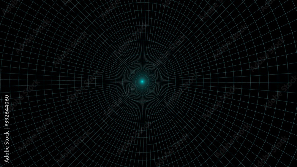 Poster circular grid on a black background. globe. 3d rendering.