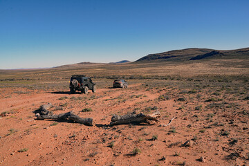 Jeep embarking on a 4X4 trail in a remote part of Africa