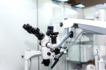 Fototapeta na wymiar Microscope in the dental office