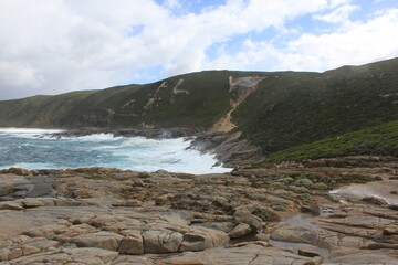 Beautiful beach with high waves at Torndirrup National Parl, western audtralia, Down under