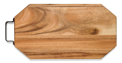Cutting board made of natural wood, photo isolated from the background