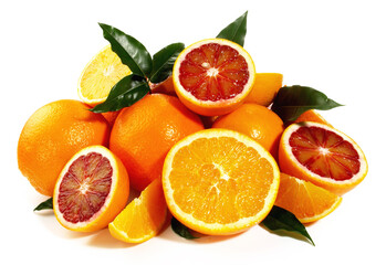 Blood Oranges an Orange Fruits on white Background Isolated