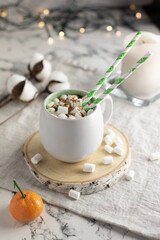 Obraz na płótnie Canvas Christmas Cup of cocoa with marshmallows.