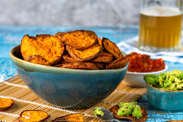 Spiced sweet potato chips