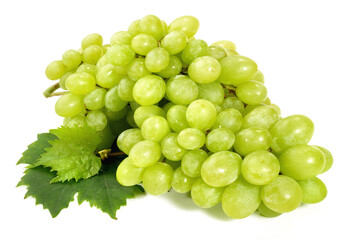 Seedless green Grapes on white Background Isolated
