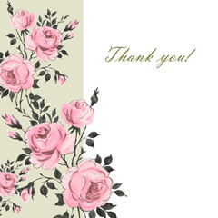 Abstract beautiful background with roses painted on paper with paints for your congratulations and design