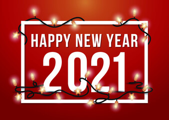2021 Happy New Year. Greeting card with inscription Happy New Year 2021