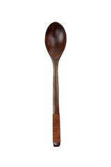 Wood spoon kitchenware used for scooping food isolated on white background.clipping path..