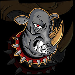 angry rhinoceros head logo vector