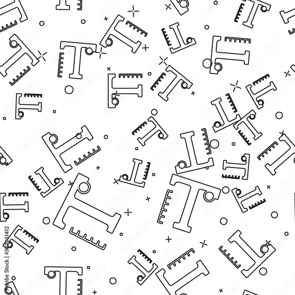 Fototapete black line text icon isolated seamless pattern on white background. vector.