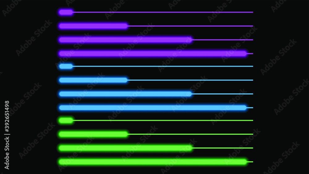 Poster set collection progress loading bar lighting glow vector design style