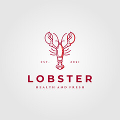 lobster logo line art minimalist vector illustration design