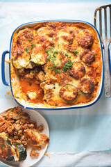 Moussaka with pork and courgettes