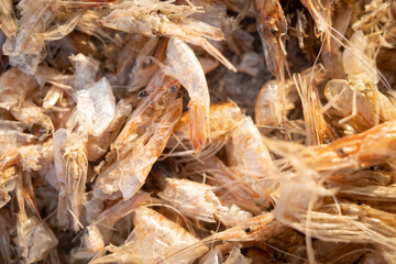 close up of a dried shrimp