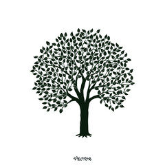 Tree silhouette with branches for logo, label, sign. Vector illustration