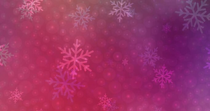 4K looping light pink, red animation in Christmas style. Quality abstract video with colorful Christmas symbols. Clip for holyday commercials. 4096 x 2160, 30 fps.
