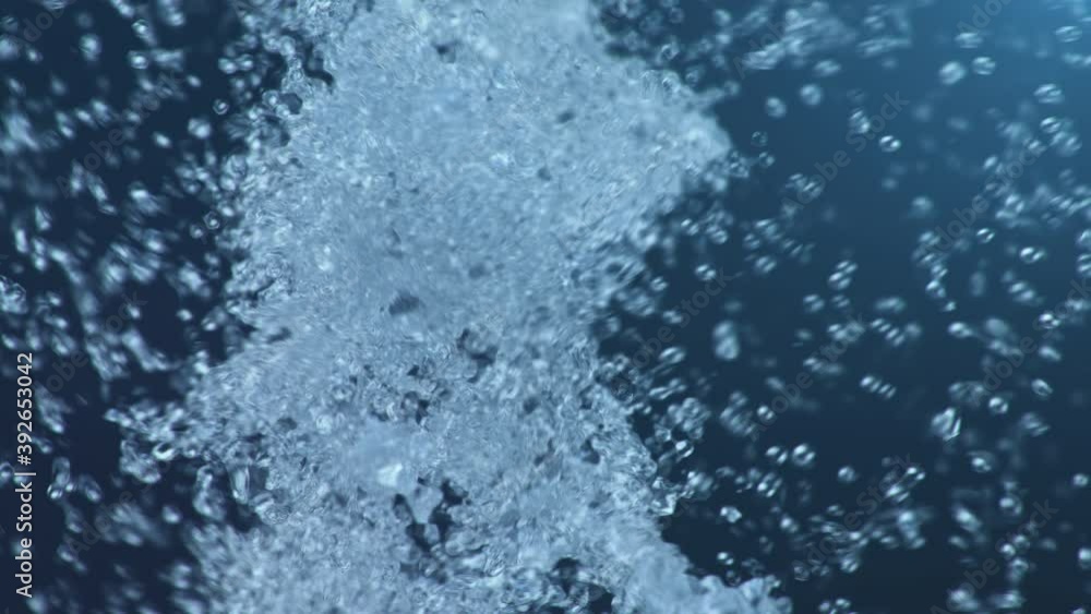 Poster abstract animated construction of dna molecule from water particles. concept animation of digital dn