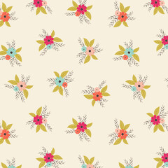 Pattern with flower bunch, Pattern with light background, Floral seamless pattern