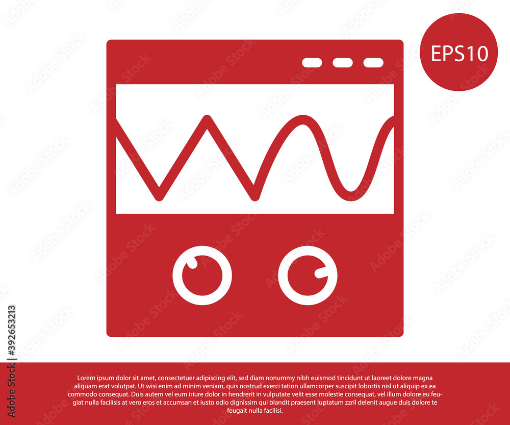 Poster red oscilloscope measurement signal wave icon isolated on white background. vector.