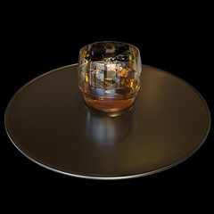 glass of whiskey with ice, 3d illustration