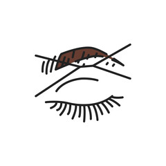 Plucking eyebrows with a thread color line icon. Pictogram for web page, mobile app, promo.