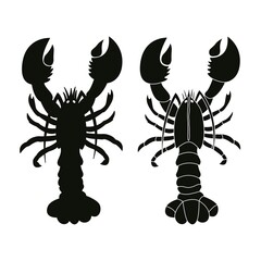 Vector icon crayfish. Lobster silhouettes on white background