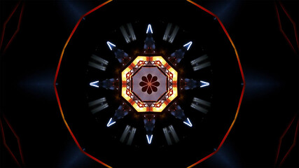 Bright Kaleidoscope visual with  abstract flame fractal. 