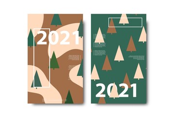 Vector set of realistic isolated brochures for 2021 New Year for decoration and covering.