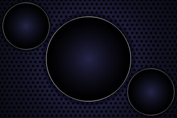 Dark blue circles on a carbon grid. Modern technology background.