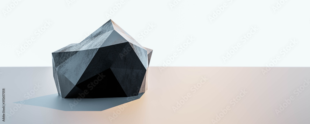 Aufkleber abstract shape minimalistic futuristic landscape with polygon trinagular metal shape 3d render illus