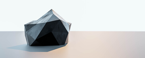 abstract shape minimalistic futuristic landscape with polygon trinagular metal shape 3d render illustration