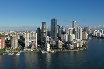 Fototapeta na wymiar Aerial view of City of Miami skyline on sunny autumn morning.