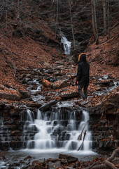 Man and waterfalls