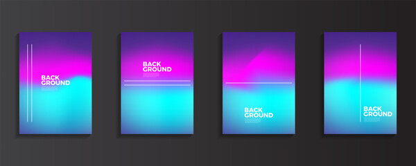 Fototapeta premium Set of covers design templates with bright blurred background. Trendy modern design. Vector templates for annual report, poster, flyers, and cover. Vector illustration.