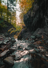 Sunset over small river