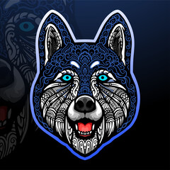 Siberian husky head mascot. zentangle arts. © Chesterink