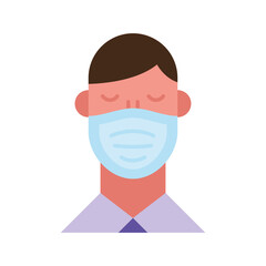 man using face mask flat style icon