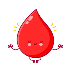 Cute happy funny blood drop meditate