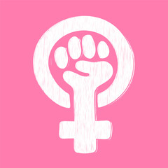 Feminism symbol with grunge effect