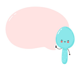 Cute happy funny spoon with speech bubble