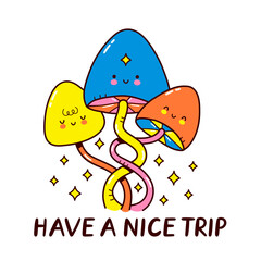 Cute magic mushrooms. Vector cartoon