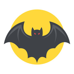 
A closeup of flying small bat with circular background
