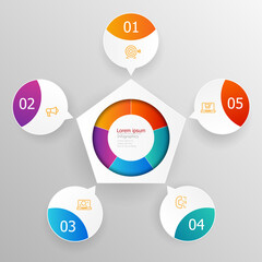 abstract circle infographics 5 steps for presentation or report