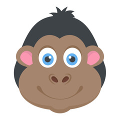 Fototapeta premium Chimpanzee head of cartoon animal 