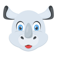 
A cute cartoon character rhinoceros head
