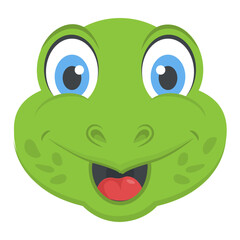 
A funny snake face with long tongue, wild animal 
